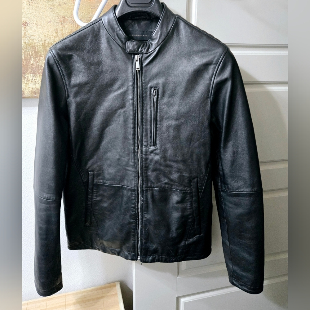 John Varvatos Black Lightweight Leather Jacket